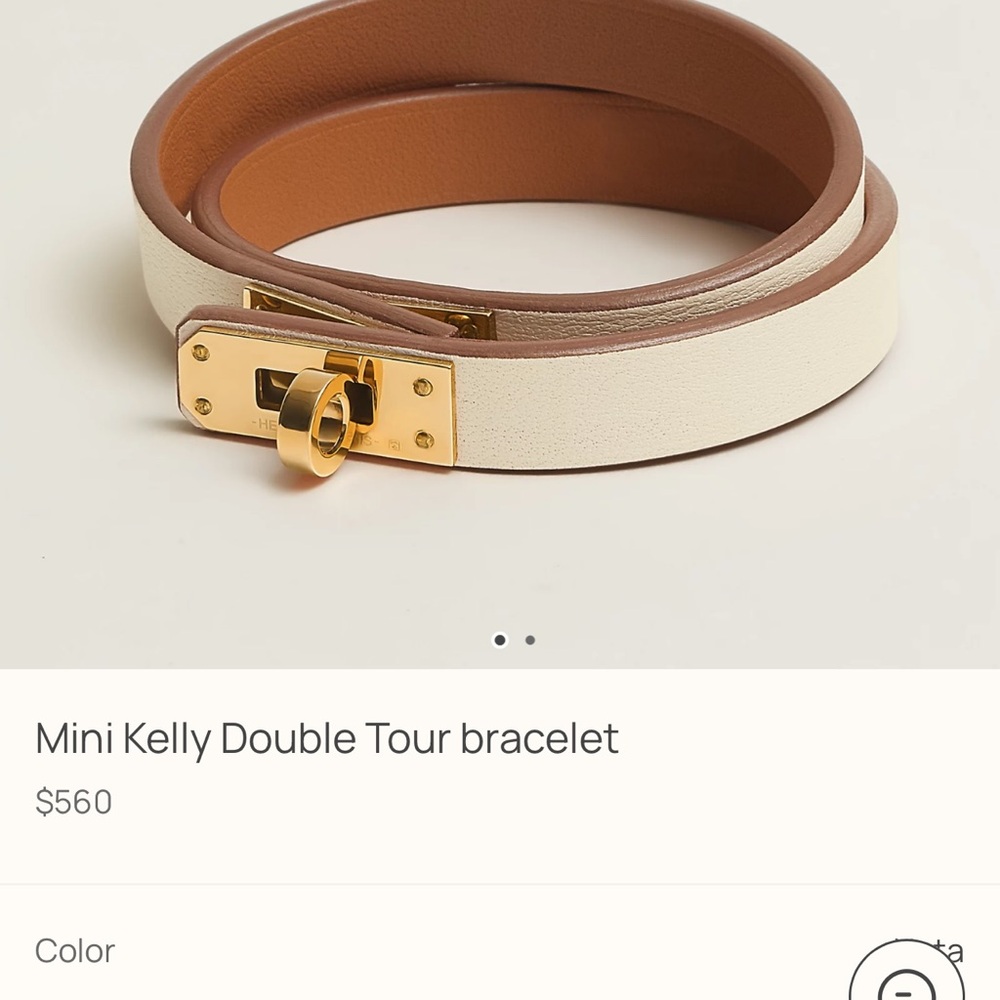 Hermes Mini Kelly Leather Ivory Double Tour Bracelet - NEW